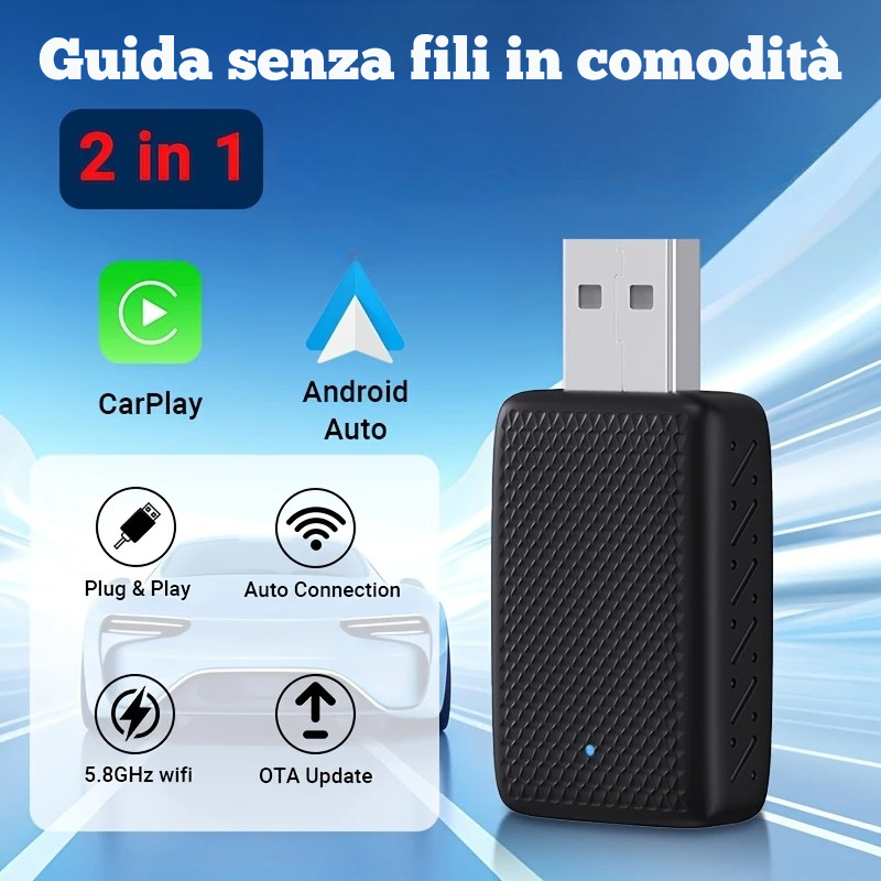 Adattatore wireless CarPlay & Android Auto