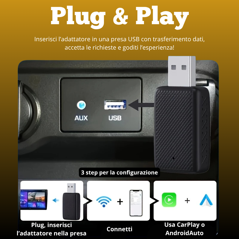 Adattatore wireless CarPlay & Android Auto